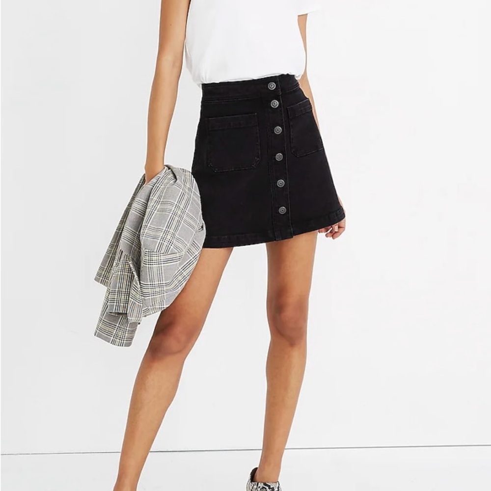 Madewell black denim A line mini skirt